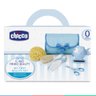 Kit Higiene Bebê Criança Escova Pente Tesoura Estojo Termômetro de Banho Esponja Chicco - Azul - 6