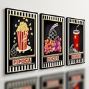 Ver imagem 1 de Kit 3 Quadro Decorativo para Cinema Pipoca Moderno Filme Qualidade Premium 28x20cm