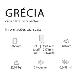 Cabeceira Grecia 3 Tamanhos Solteiro / Casal / Queen - Castanho - 4
