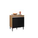 Ver imagem 1 de Balcão P/ Cooktop Andreia 4 ou 5 Bocas Amendoa Preto - Ajl Móveis