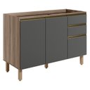Ver imagem 1 de Balcao para Pia 2p 3g 120cm Mdf Kali 16417 Carvalho Toq Chumbo Nicioli