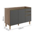Ver imagem 3 de Balcao para Pia 2p 3g 120cm Mdf Kali 16417 Carvalho Toq Chumbo Nicioli