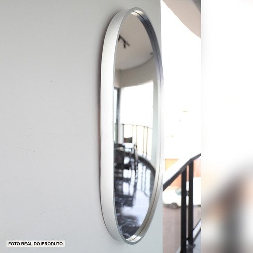 Espelho Decorativo Oval Com Moldura Prata Para Sala Banheiro 80x50cm - 3