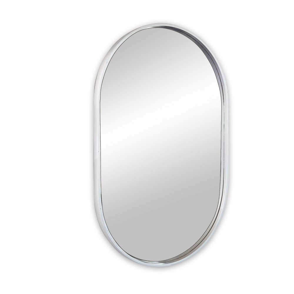 Espelho Decorativo Oval Com Moldura Prata Para Sala Banheiro 80x50cm - 2