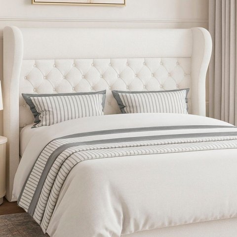 Cabeceira para Cama Box Queen 178cm Bono Bouclé Off White - Sallar Home