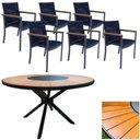 Ver imagem 1 de Mesa 1,50m Giratória Zurick de Madeira 6 Poltronas Amélia Corda Náutica de Jantar Azul