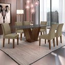 Ver imagem 1 de Conjunto Sala de Jantar 1 Mesa 160x80cm Tampo Mdf/vidro 6 Cadeiras Espanha Yescasa