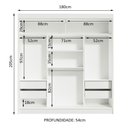 Ver imagem 4 de Guarda-roupa Casal Madesa Reno 3 Portas Correr Branco Cinza