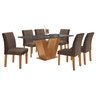 Conjunto Sala de Jantar 1 Mesa 160x80cm Tampo MDF/Vidro 6 Cadeiras Espanha Yescasa - 12