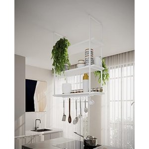 NICHO DE TETO PARA COZINHA 95CM BRANCO COM PRATELEIRA BRANCA