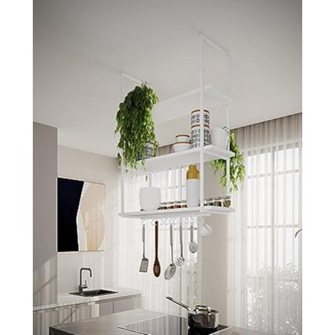 NICHO DE TETO PARA COZINHA 95CM BRANCO COM PRATELEIRA BRANCA