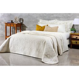 Cobre Leito Colcha Queen Ducale 3 Peças Percal 200 Fios Algodão Bordado Bernadete Casa - 1