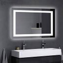 Ver imagem 3 de Espelho Led 100x90 Botão Touch Luz 3 Cores Fria Neutra Quente Jateado 90x100