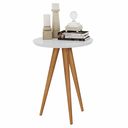 Ver imagem 1 de Mesa Apoio Pés Madeira Retrô Decor Classic Redonda - Branco