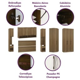 Guarda Roupa Dormitório Modulado Paris Casal Queen 1,58 M Canto - Roupeiro Luciane M01:avelã / Avelã - 3