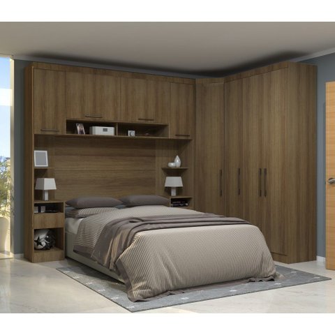 Guarda Roupa Dormitório Modulado Paris Casal Queen 1,58 M Canto - Roupeiro Luciane M01:avelã / Avelã