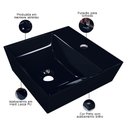 Ver imagem 4 de Cuba de Apoio Angular Quadrada para Banheiro Lavabo Volcano C01 Aq33w Preto - Lyam