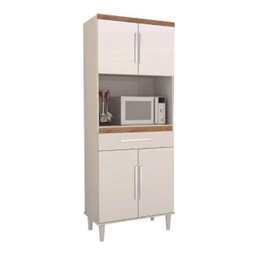 Armario Villa Cozinha 04 Portas Cor Branco Com Canela PASSE BEM BRANCO / CANELATO - 1