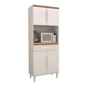 Armario Villa Cozinha 04 Portas Cor Branco Com Canela PASSE BEM BRANCO / CANELATO