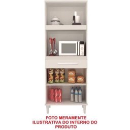 Armario Villa Cozinha 04 Portas Cor Branco Com Canela PASSE BEM BRANCO / CANELATO - 5