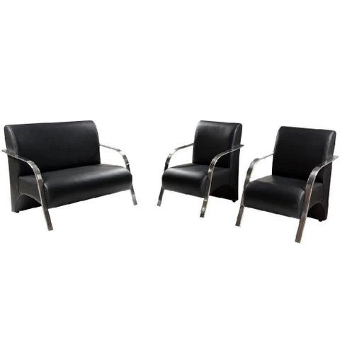 Conjunto Poltronas Vênus Pé Alumínio D Salla Courino. Preto