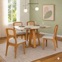 Ver imagem 1 de Conjunto Mesa de Jantar com 4 Cadeiras Retrô Estofada e Encosto Palinha Dalla Costa