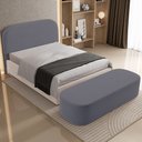Ver imagem 6 de Cabeceira Cama Box Casal 160cm Lanna com Puff Recamier Doha W01 Suede Cinza - Lyam Decor
