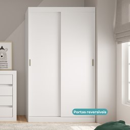 Guarda-roupa Solteiro 2 Portas de Correr 2 Gavetas Branco Carraro - 2