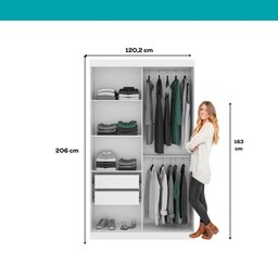Guarda-roupa Solteiro 2 Portas de Correr 2 Gavetas Branco Carraro - 11