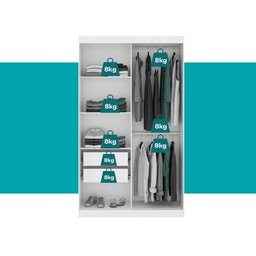 Guarda-roupa Solteiro 2 Portas de Correr 2 Gavetas Branco Carraro - 10