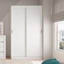 Ver imagem 1 de Guarda-roupa Solteiro 2 Portas de Correr 2 Gavetas Branco Carraro