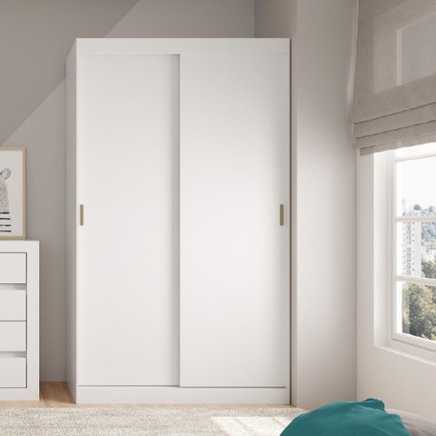 Guarda-roupa Solteiro 2 Portas de Correr 2 Gavetas Branco Carraro