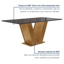 Ver imagem 2 de Conjunto Sala de Jantar Mesa Tampo de Vidro 4 Cadeiras MDF Espanha Yescasa Cinamomo/Grafite/Veludo Bege Escuro