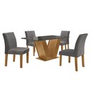 Ver imagem 2 de Conjunto Sala de Jantar Mesa 120x80cm Tampo MDF/Vidro com 4 Cadeiras Espanha Yescasa