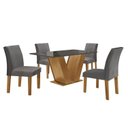 Ver imagem 3 de Conjunto Sala de Jantar Mesa 120x80cm Tampo MDF/Vidro com 4 Cadeiras Espanha Yescasa