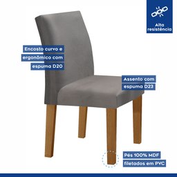 Conjunto Sala de Jantar Mesa 120x80cm Tampo Mdf/vidro com 4 Cadeiras Espanha Yescasa - 4