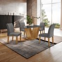 Ver imagem 1 de Conjunto Sala de Jantar Mesa 120x80cm Tampo MDF/Vidro com 4 Cadeiras Espanha Yescasa