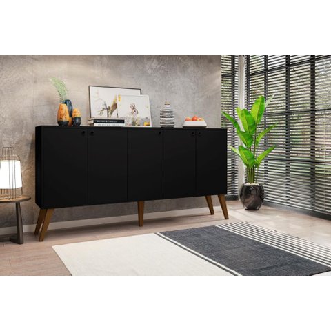Aparador Buffet 5 Portas Preto Casa Moderna
