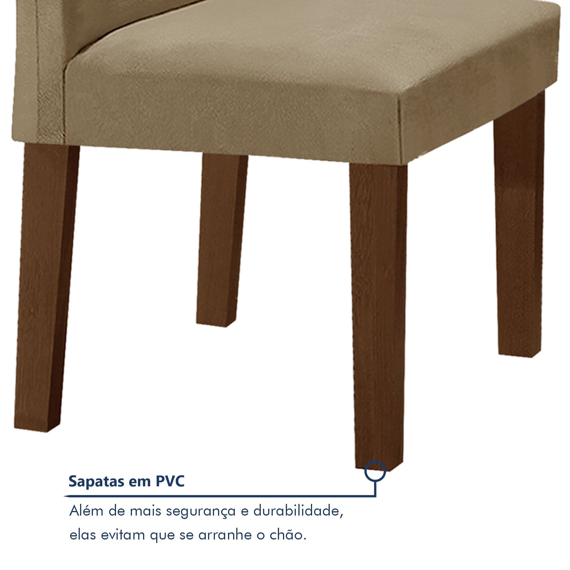 Conjunto Sala de Jantar Mesa 120x80cm Tampo MDF/Vidro com 4 Cadeiras Espanha Yescasa - 7