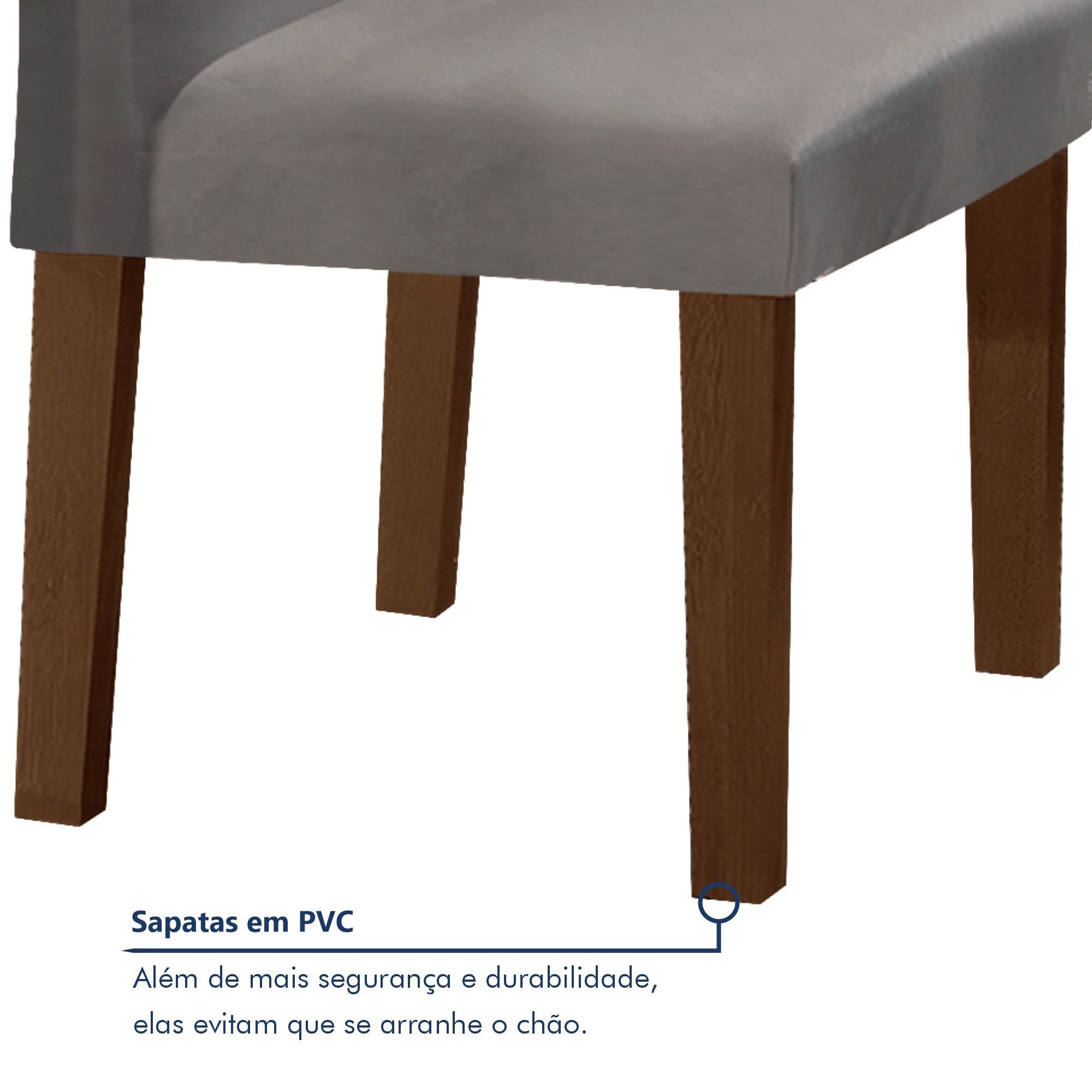 Conjunto Sala de Jantar Mesa 120x80cm Tampo MDF/Vidro com 4 Cadeiras Espanha Yescasa  - 7