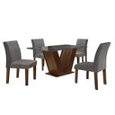 Ver imagem 3 de Conjunto Sala de Jantar Mesa 120x80cm Tampo MDF/Vidro com 4 Cadeiras Espanha Yescasa