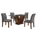 Ver imagem 2 de Conjunto Sala de Jantar Mesa 120x80cm Tampo Mdf/vidro com 4 Cadeiras Espanha Yescasa 