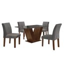 Ver imagem 2 de Conjunto Sala de Jantar Mesa 120x80cm Tampo MDF/Vidro com 4 Cadeiras Espanha Yescasa