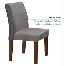 Conjunto Sala de Jantar Mesa 120x80cm Tampo MDF/Vidro com 4 Cadeiras Espanha Yescasa  - 5