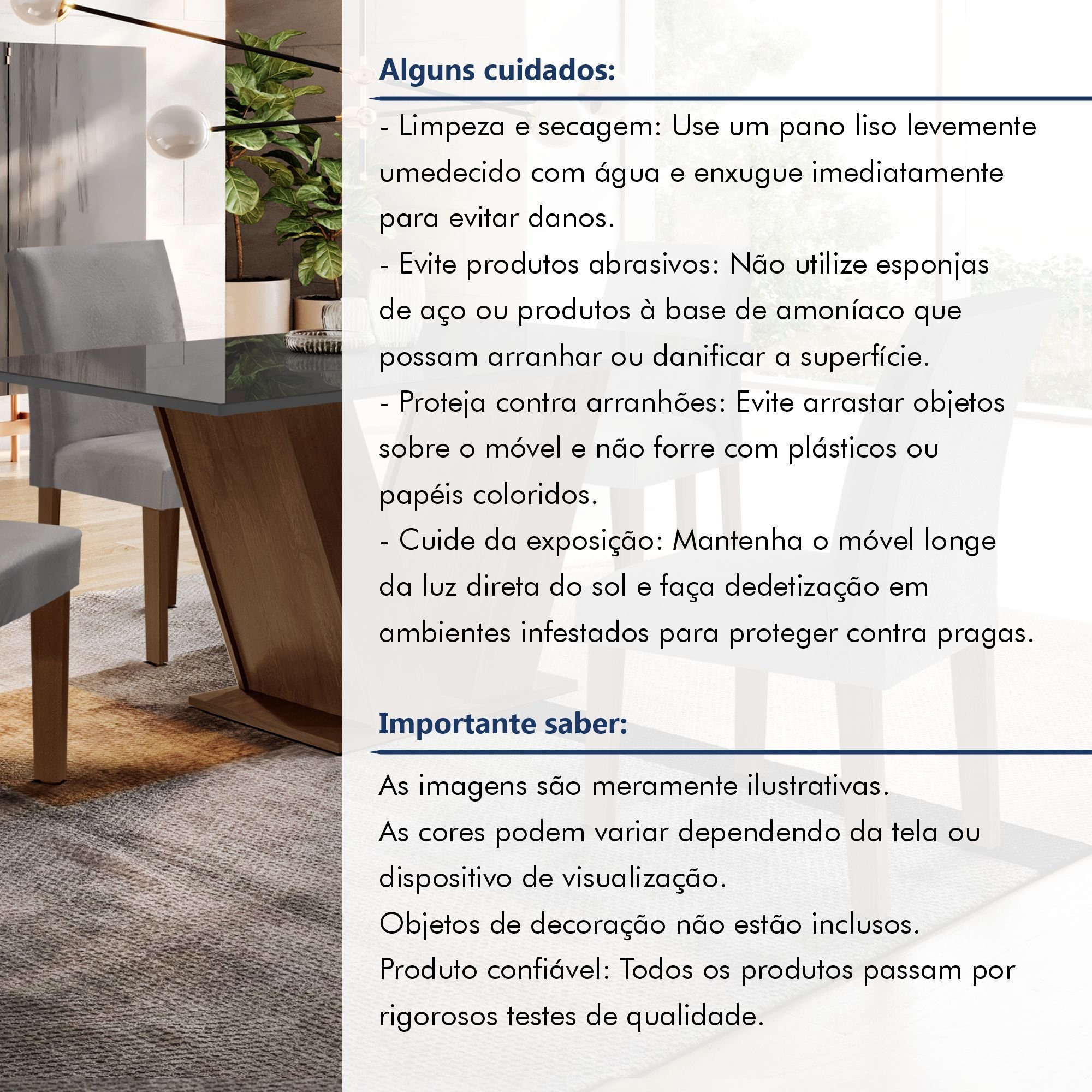 Conjunto Sala de Jantar Mesa 120x80cm Tampo MDF/Vidro com 4 Cadeiras Espanha Yescasa  - 13