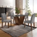 Ver imagem 1 de Conjunto Sala de Jantar Mesa 120x80cm Tampo Mdf/vidro com 4 Cadeiras Espanha Yescasa