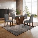 Ver imagem 1 de Conjunto Sala de Jantar Mesa 120x80cm Tampo MDF/Vidro com 4 Cadeiras Espanha Yescasa