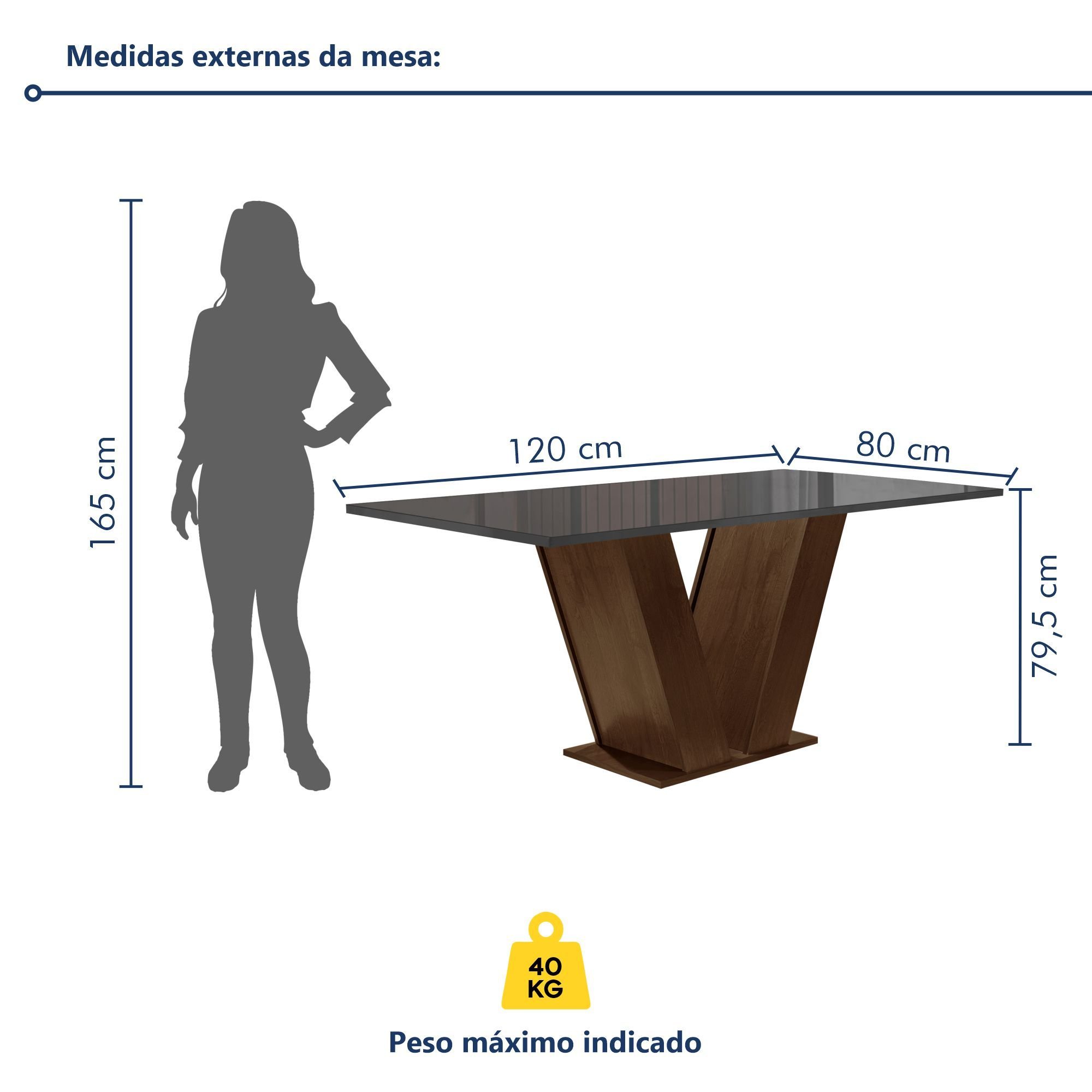 Conjunto Sala de Jantar Mesa 120x80cm Tampo MDF/Vidro com 4 Cadeiras Espanha Yescasa  - 9