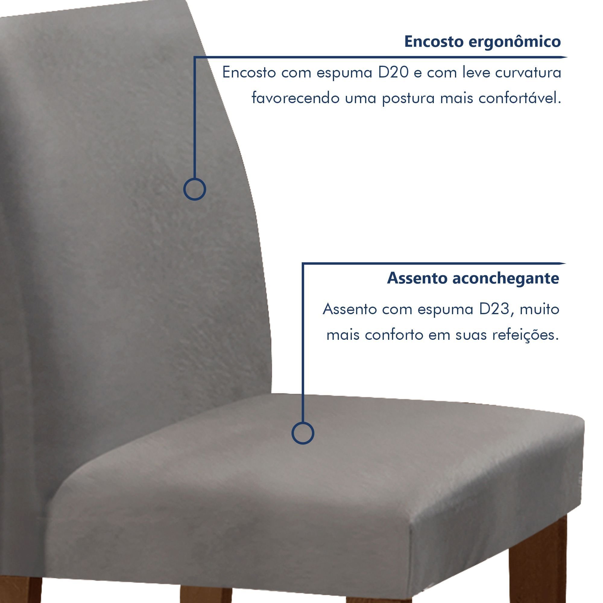 Conjunto Sala de Jantar Mesa 120x80cm Tampo MDF/Vidro com 4 Cadeiras Espanha Yescasa  - 6