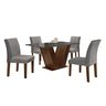 Conjunto Sala de Jantar Mesa 120x80cm Tampo Mdf/vidro com 4 Cadeiras Espanha Yescasa  - 14